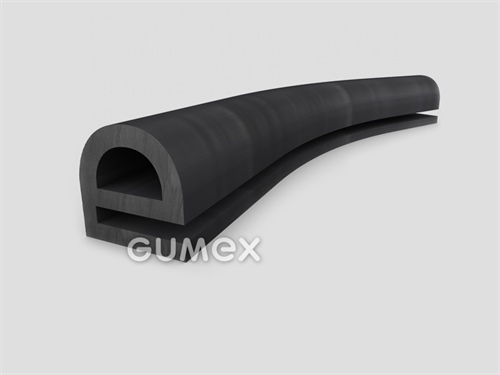 Gumový profil tvaru "e" s dutinkou, 20x20/3mm, 70°ShA, EPDM, -40°C/+100°C, čierny